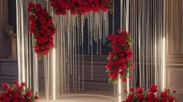 Large Acrylic Backdrop New S Shape Metal Backdrop with Acrylic Crystal Beads Curtain